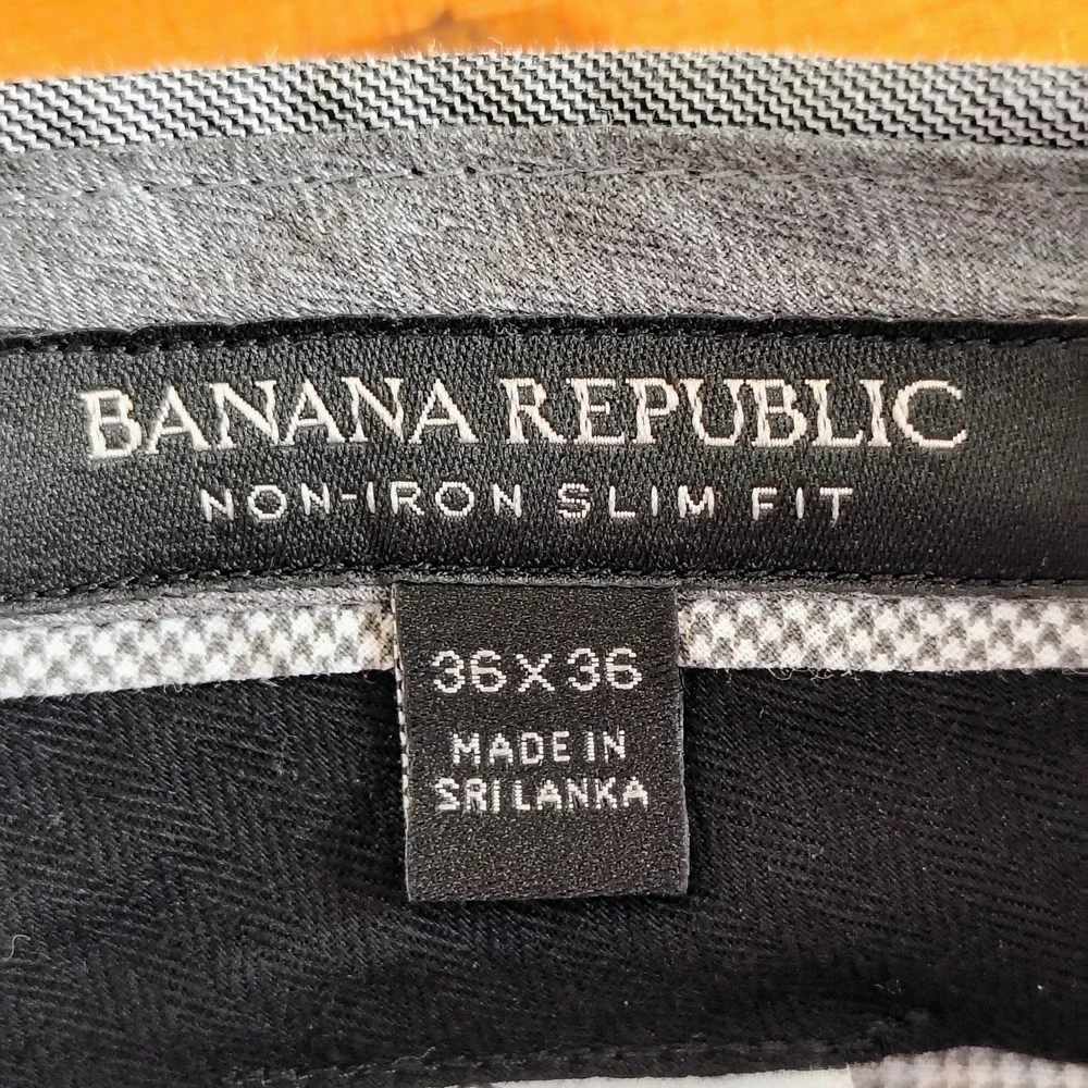 Banana‎ Republic Mens 36x36 Non-Iron Slim Fit Grey Cotton Dress Pants Trousers